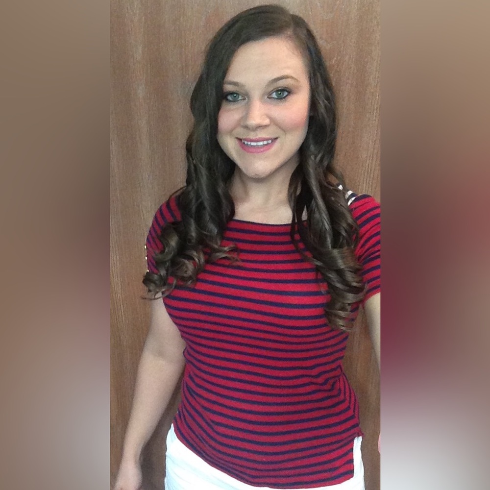 Ralph Lauren Striped Red/White/Blue Boatneck Cotton T-Shirt Sz XS